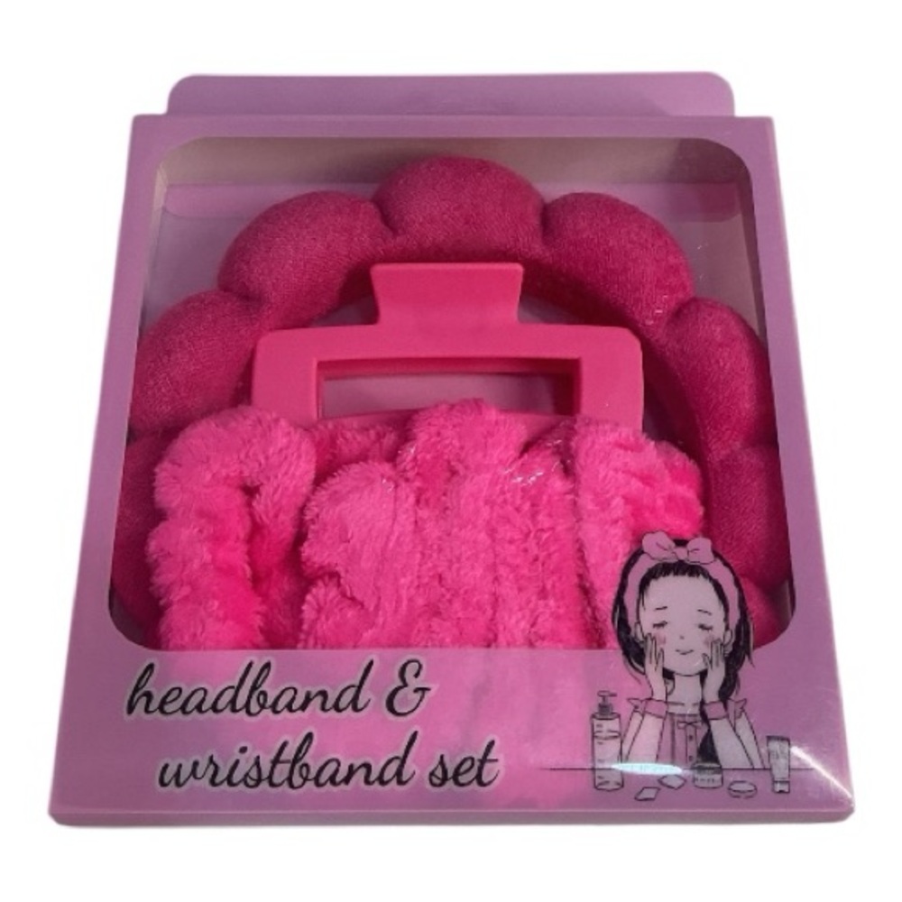 Pink Headband and Wristband Set